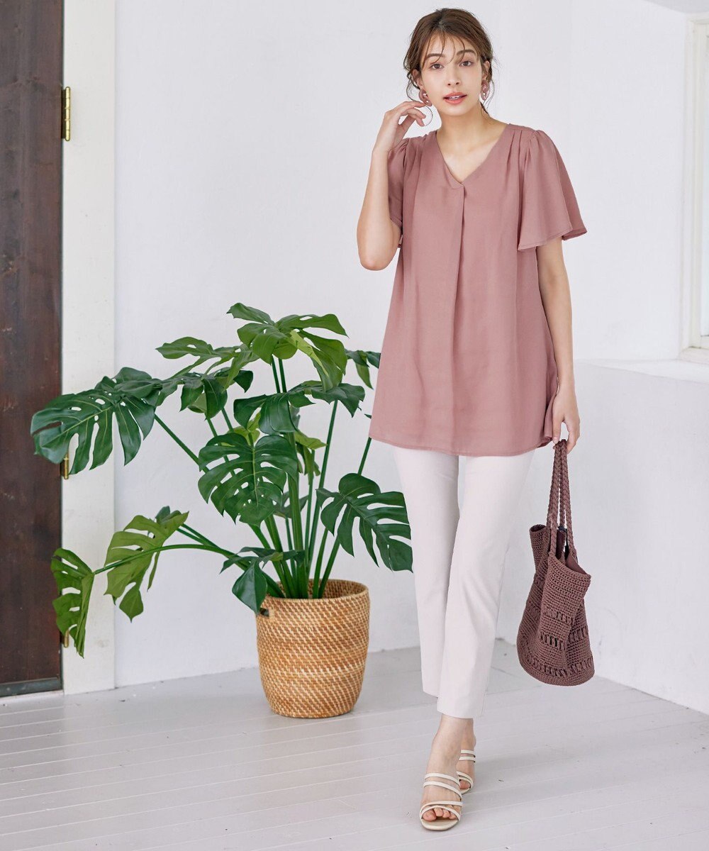 Tiaclasse フレアスリーブチュニックブラウス 