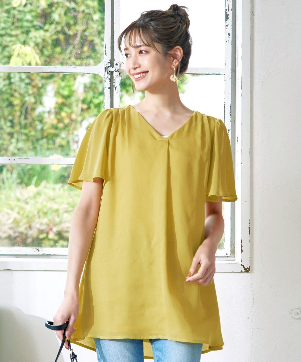 Tiaclasse フレアスリーブチュニックブラウス 