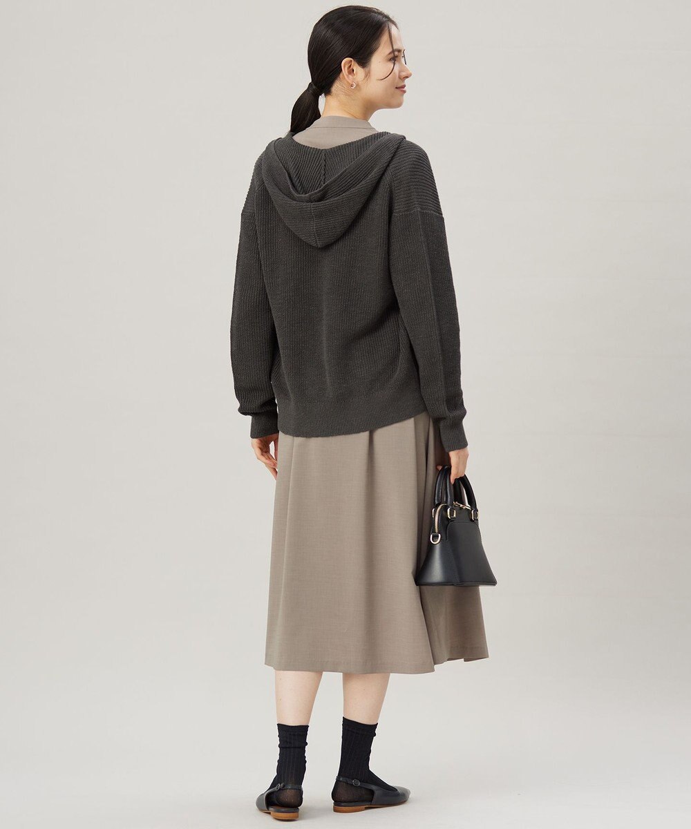 自由区 S 【洗える】リネンミドルゲージフーディ ニット 