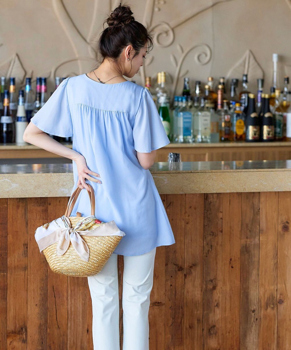 Tiaclasse フレアスリーブチュニックブラウス 