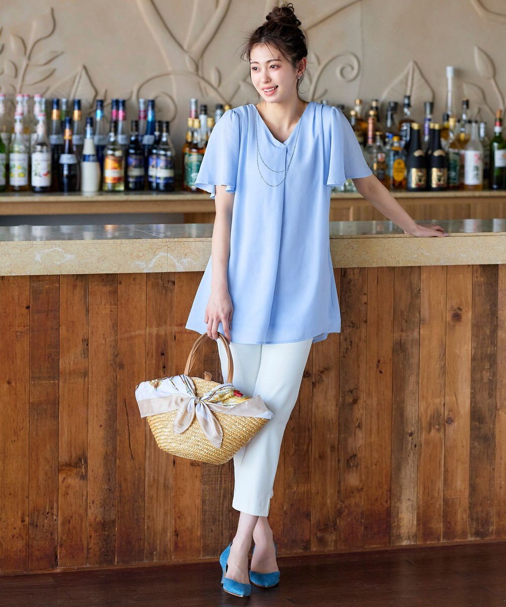 Tiaclasse フレアスリーブチュニックブラウス 