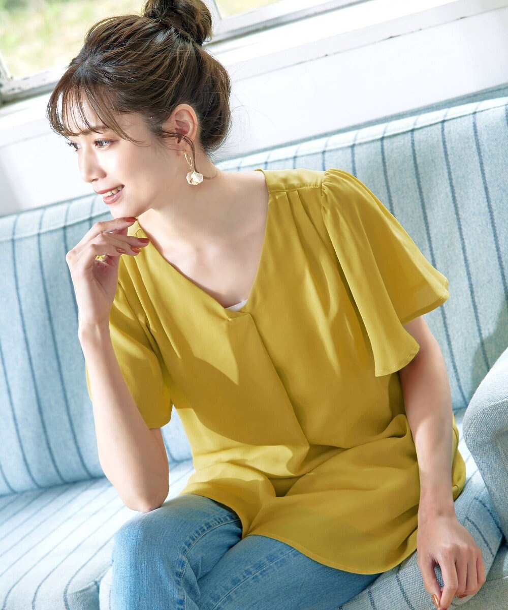 Tiaclasse フレアスリーブチュニックブラウス 