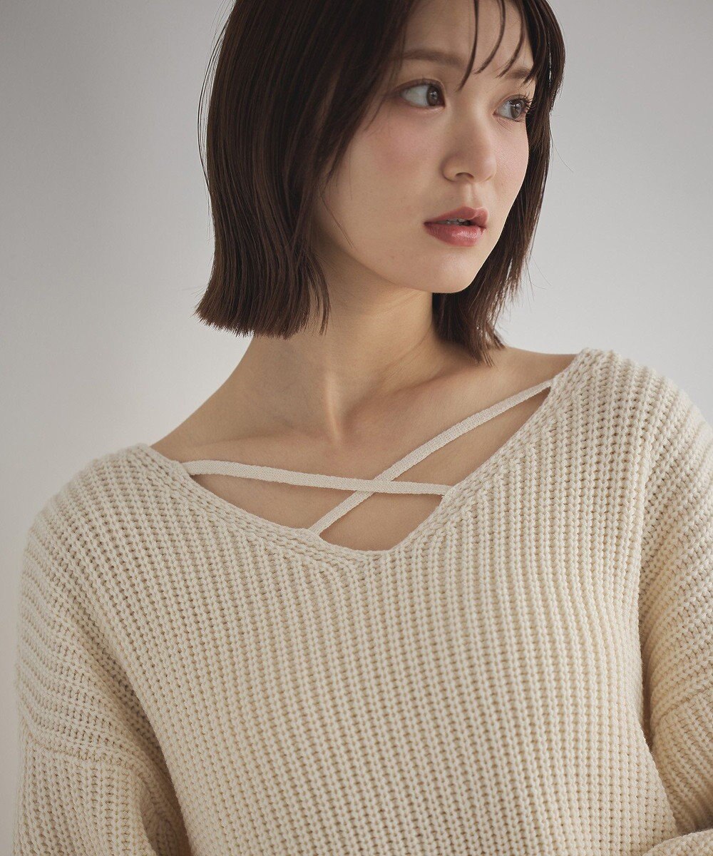 earth music&ecology 【毛玉防止 / 洗濯機洗い可】アンチピリングクロスネックルーズニット 