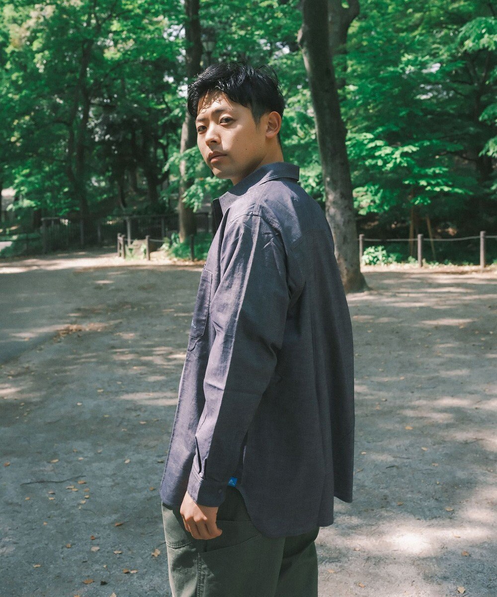 SHARE PARK MENS 【UVカット・撥水・ストレッチ】イージーデニムレギュラーカラーシャツ 