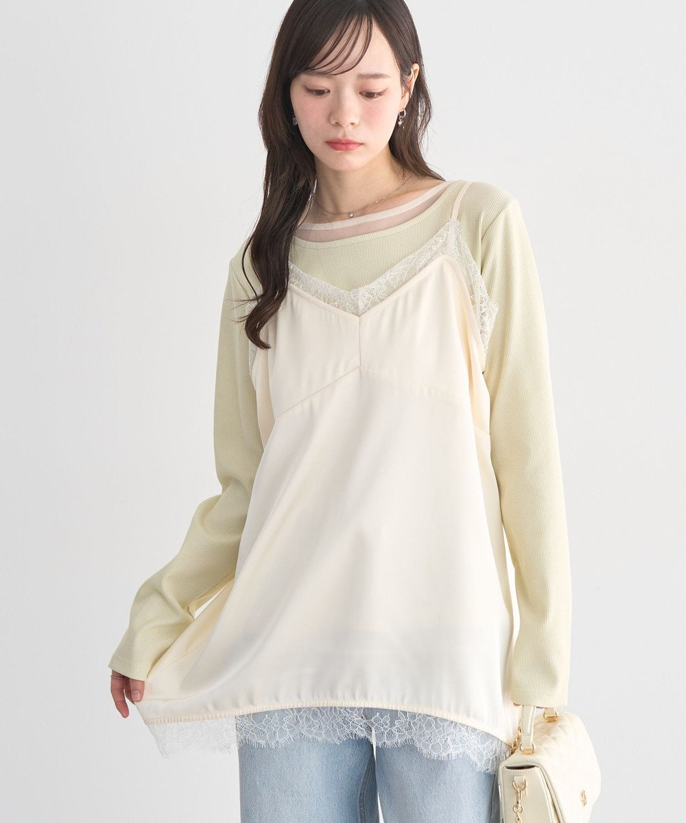 earth music&ecology 【予約】ランジェリーライクレースキャミ 