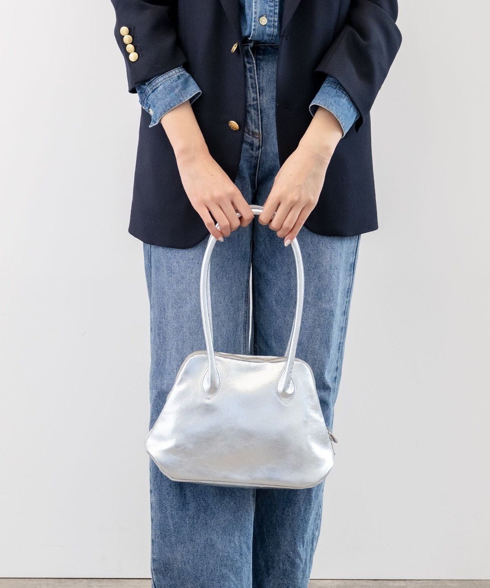 blancle メタリックレザー 舟形ボストンバッグ 