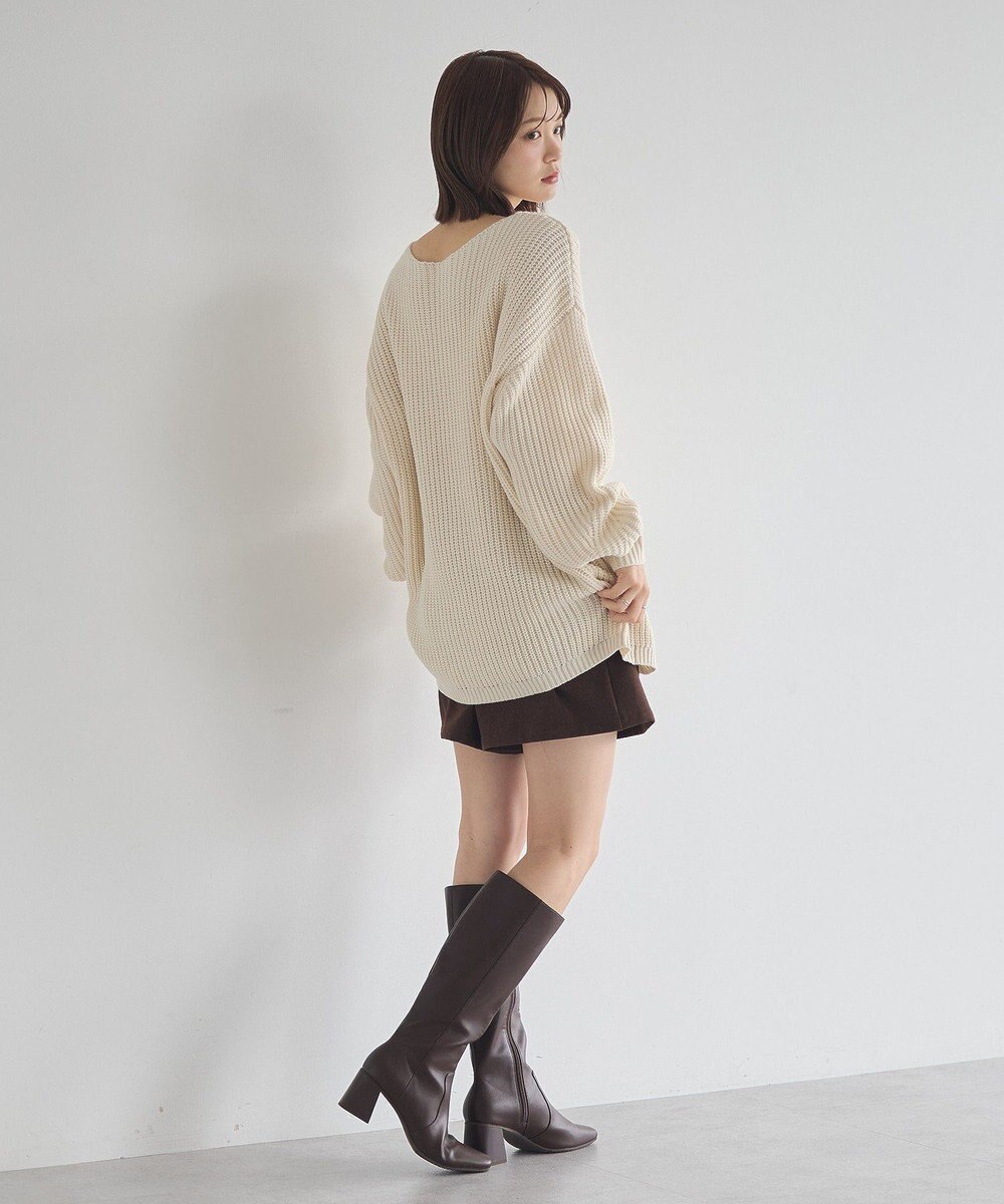 earth music&ecology 【毛玉防止 / 洗濯機洗い可】アンチピリングクロスネックルーズニット 