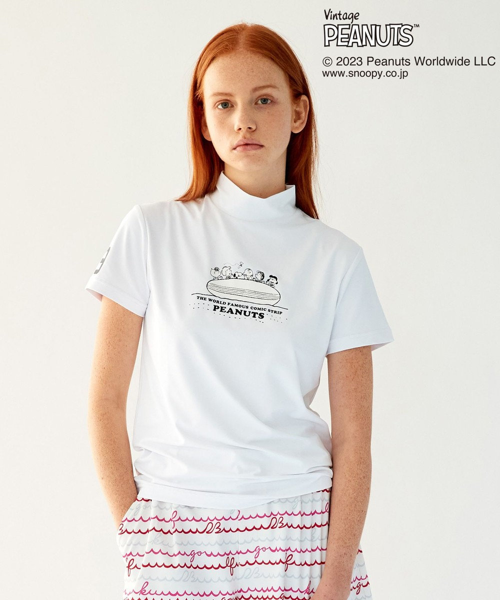 23区GOLF 【PEANUTS】【WOMEN】スヌーピーコラボ モックネックシャツ ホワイト系