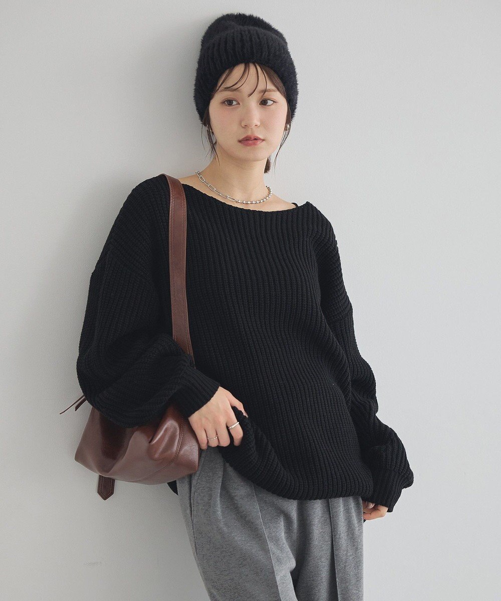 earth music&ecology 【毛玉防止 / 洗濯機洗い可】アンチピリングクロスネックルーズニット 