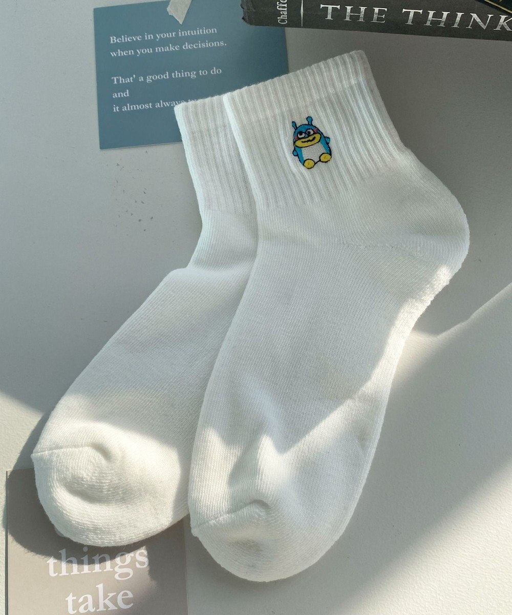 WEGO アニマル刺繍アンクル底パイルソックス 