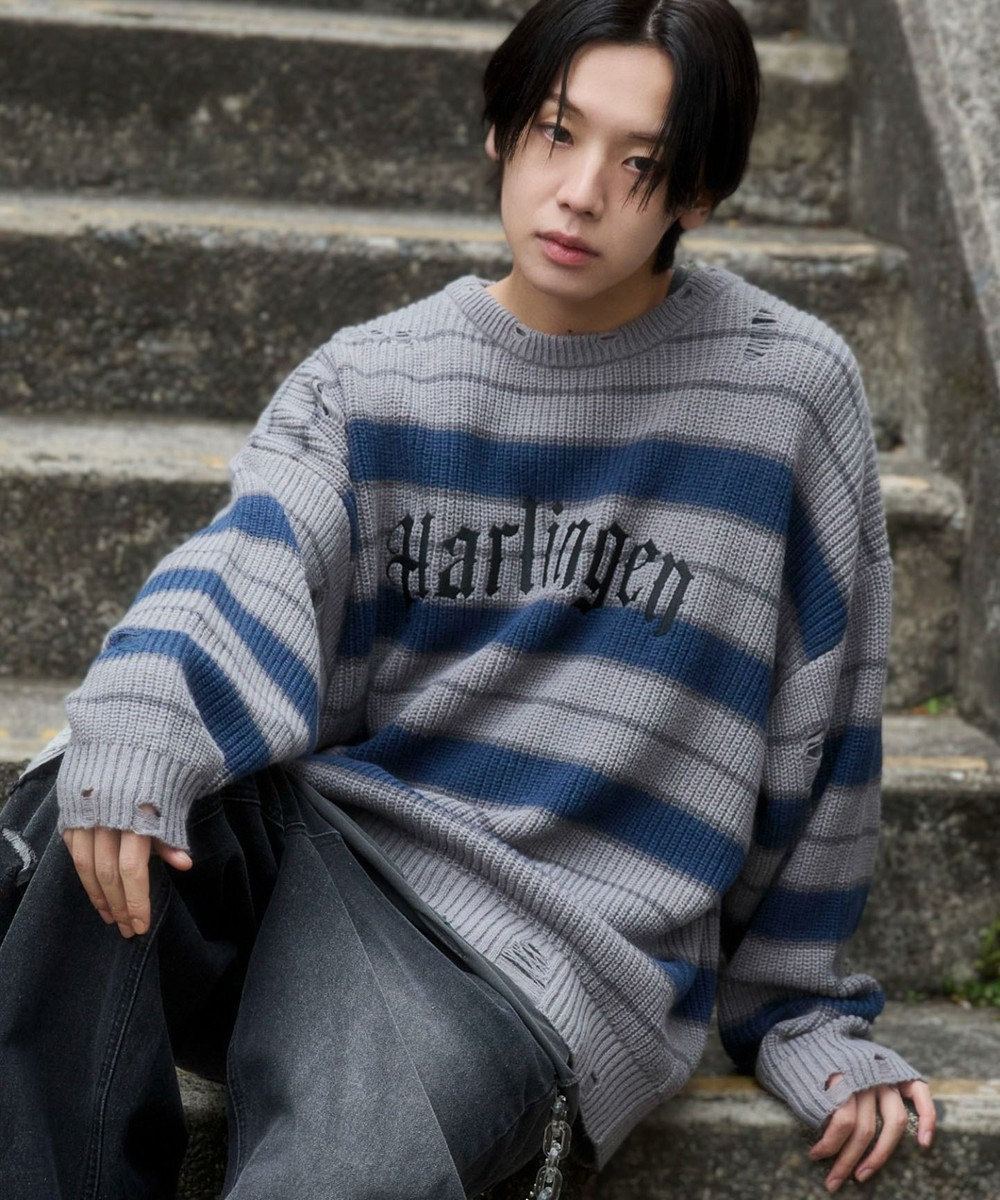 WEGO 【ユニセックス着用ITEM】アゼアミボーダーニットプルオーバー 