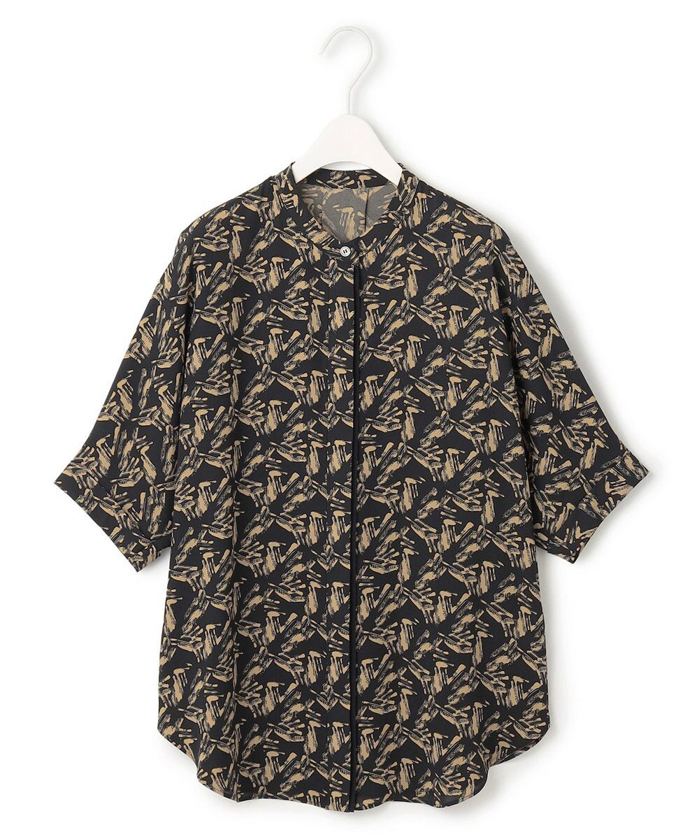 ICB L 【人気のため新色追加・接触冷感・UVケア・速乾・洗える】BackSatinAmunzen 5分袖バンドカラーブラウス 