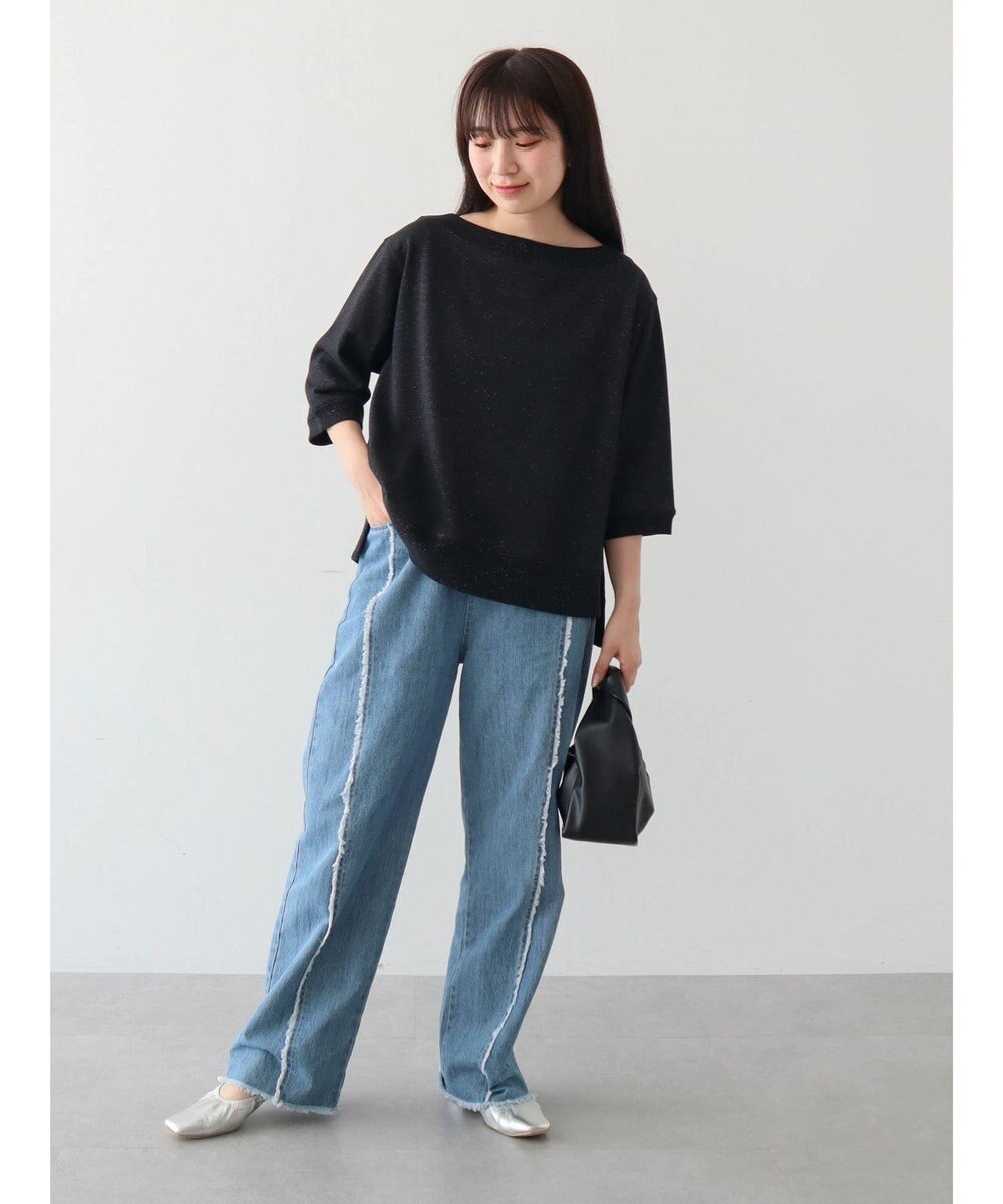 Green Parks ボートネックラメミニ裏毛プルオーバー 