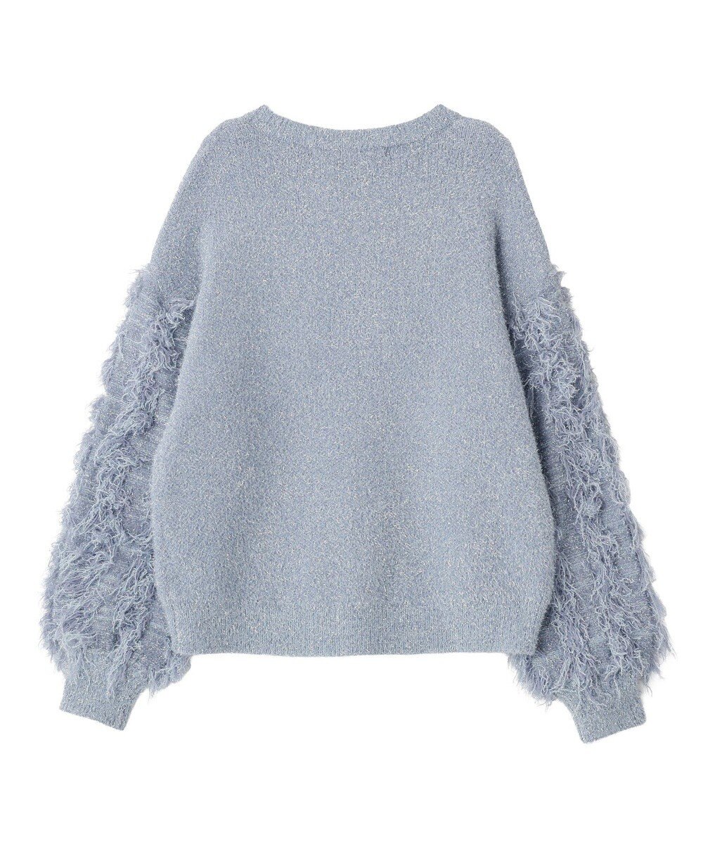 YECCA VECCA ラメフェザー袖フリンジニット 