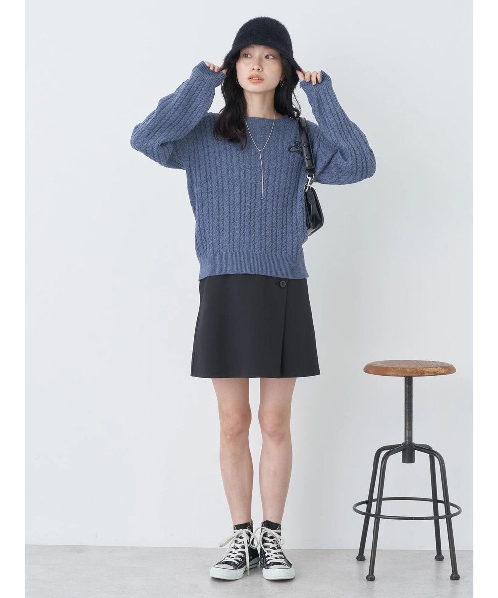 earth music&ecology 刺繍入りケーブルニットプルオーバー 