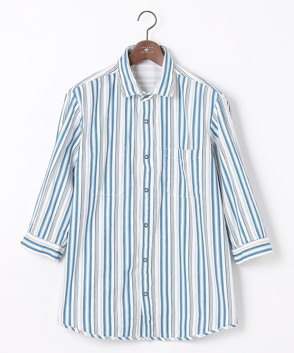 JOSEPH ABBOUD 【キングサイズ・1枚で2通りの着こなし】オーガニックコットンリバーシブル 七分袖シャツ 
