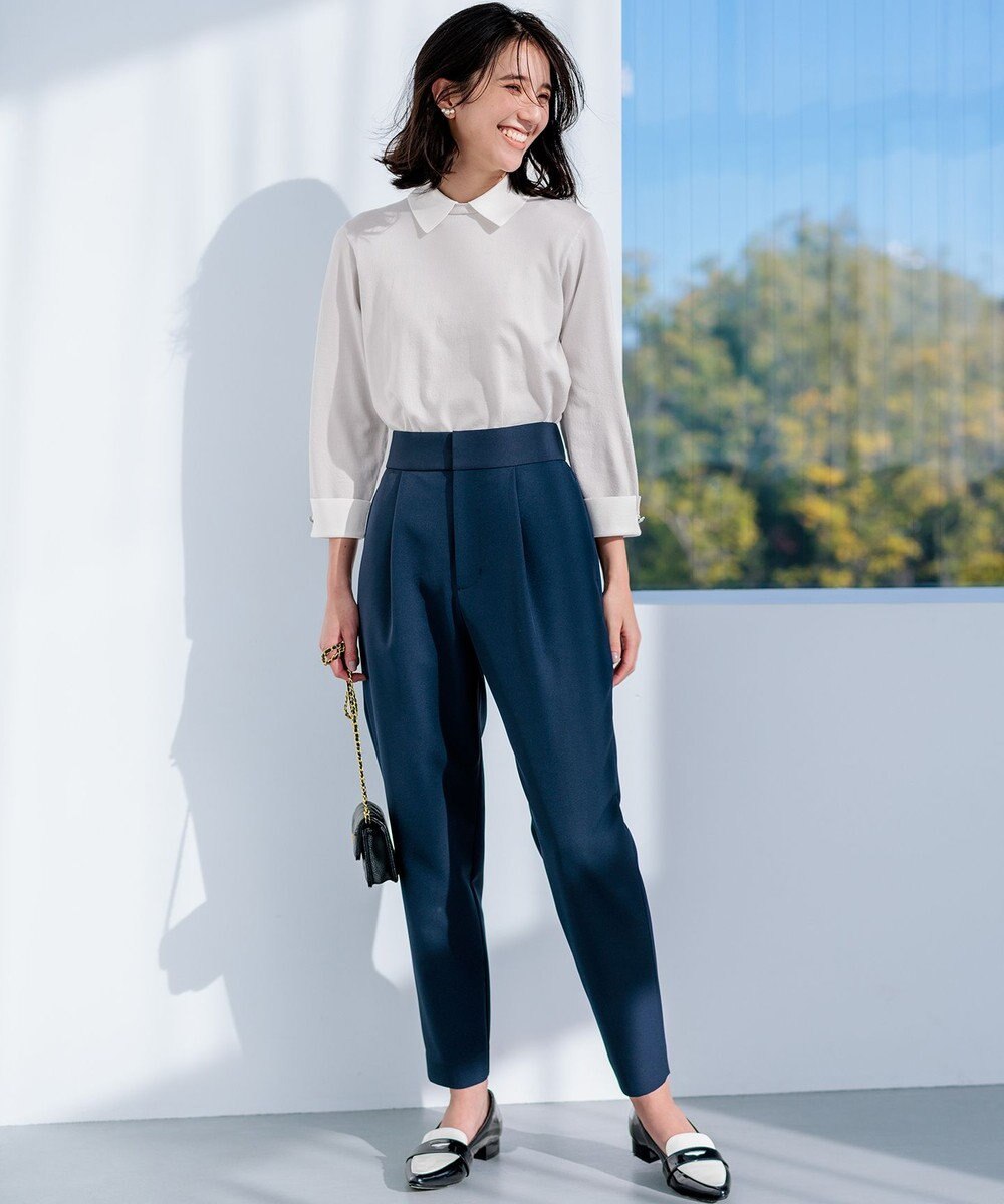 組曲 【洗える・ストレッチ】プランタンカラークロップド パンツ 