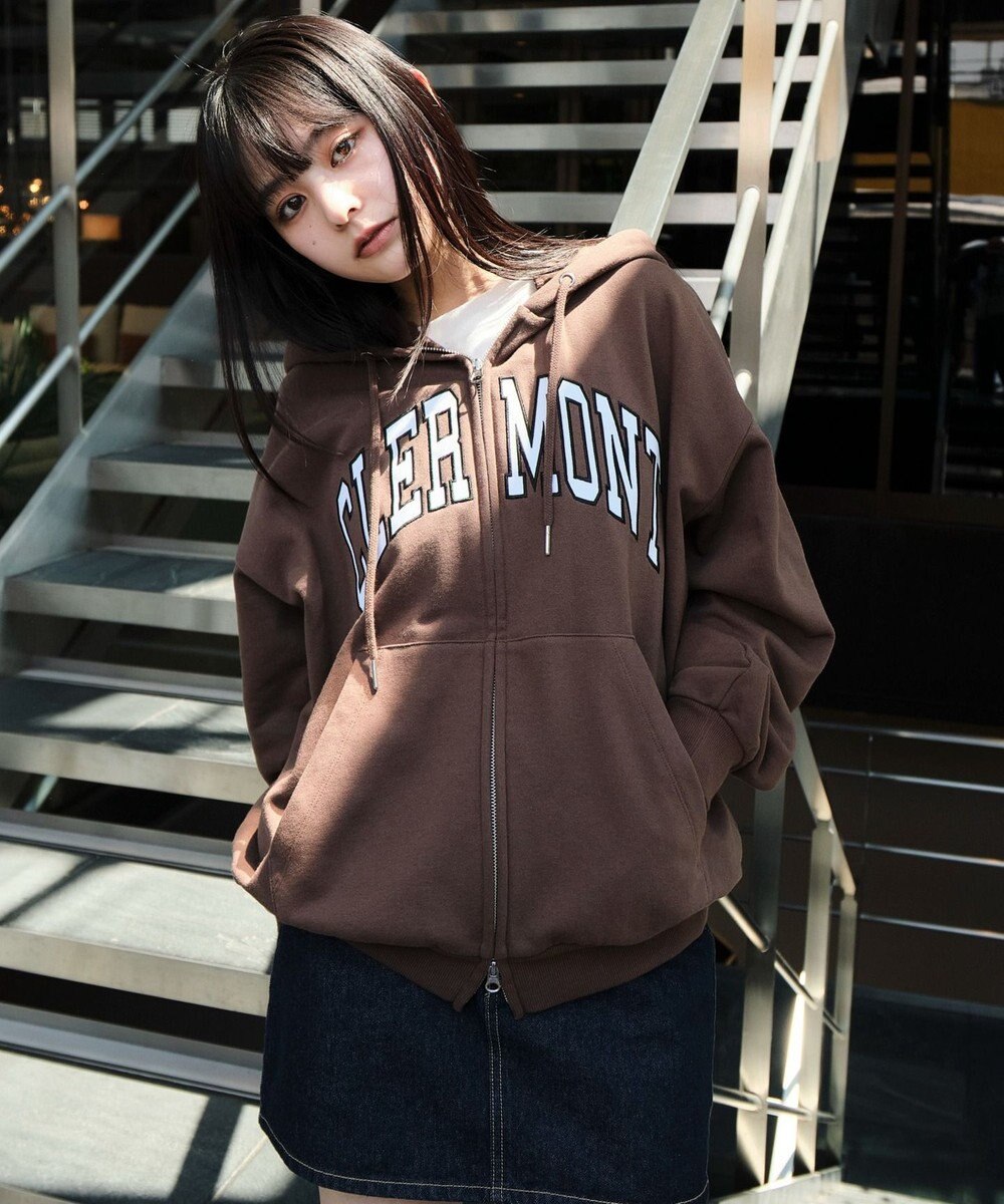 WEGO 【25年秋冬新作/ユニセックス着用ITEM/SMLサイズ展開】グラフィックロゴダブルZIPパーカー 