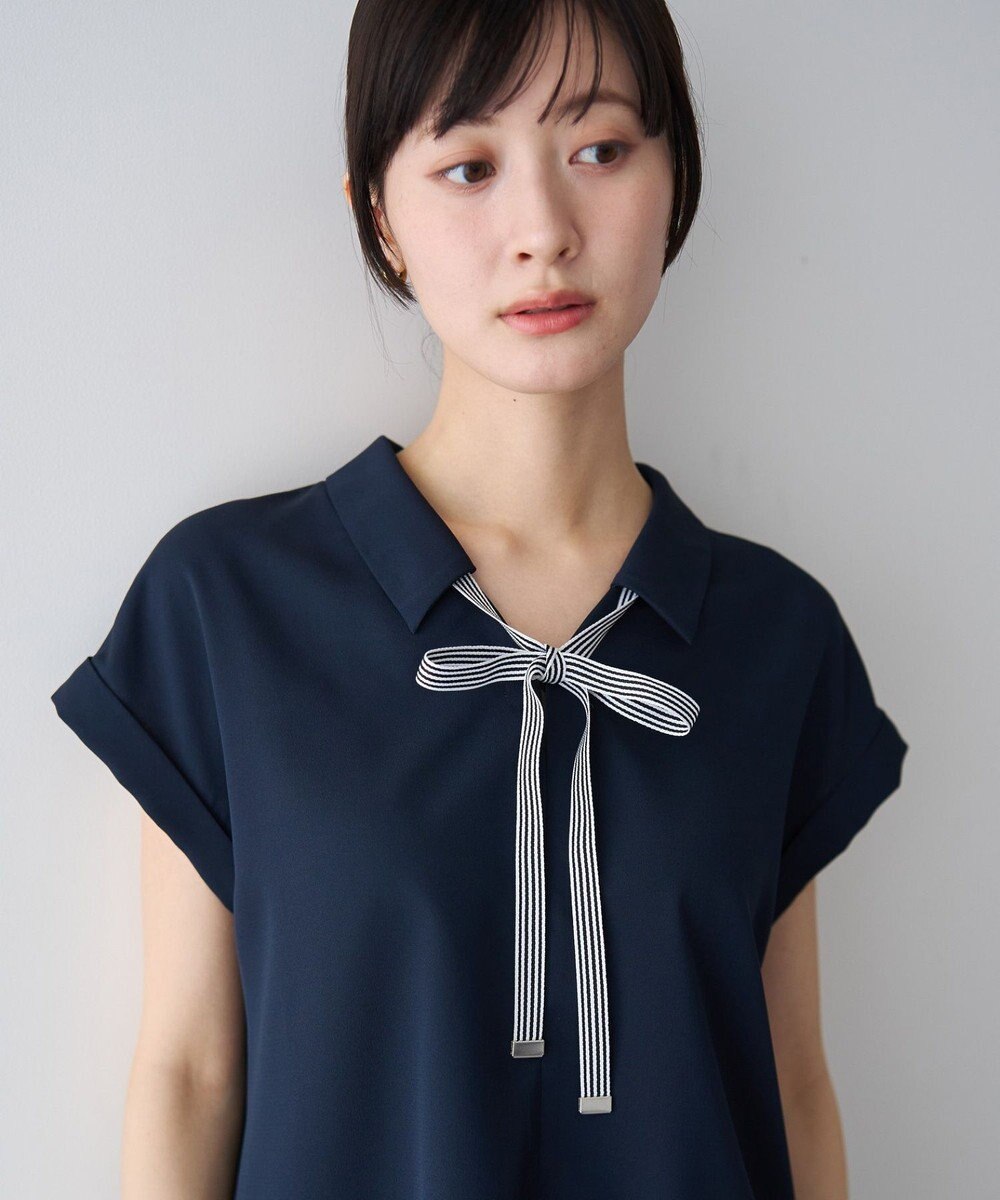 YECCA VECCA 2wayストライプリボンブラウス 