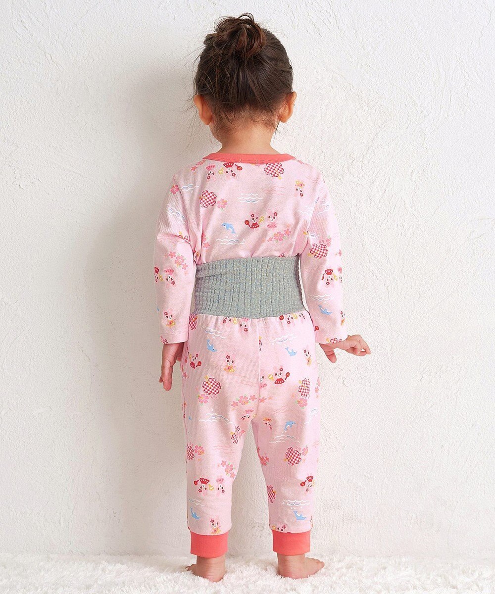 MIKI HOUSE HOT BISCUITS 【80-120cm】 リゾートキャビット 腹巻き付き タック天竺素材 長袖パジャマ 