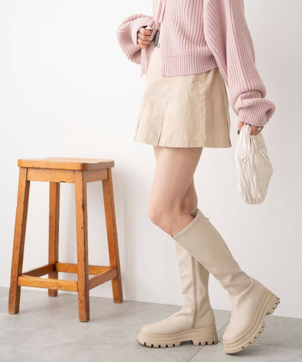 WEGO ベルト付チノプリーツスカパン 