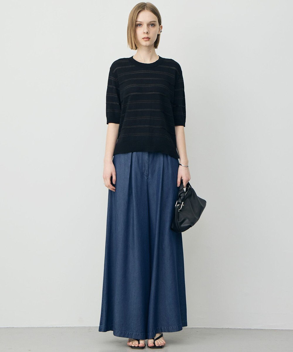 ICB L ナチュラルソフトデニム タックワイドパンツ 