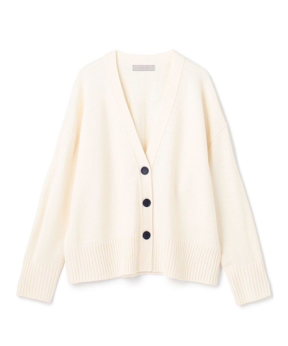 UNFILO 【洗える】クロップド Vネック カーディガン 