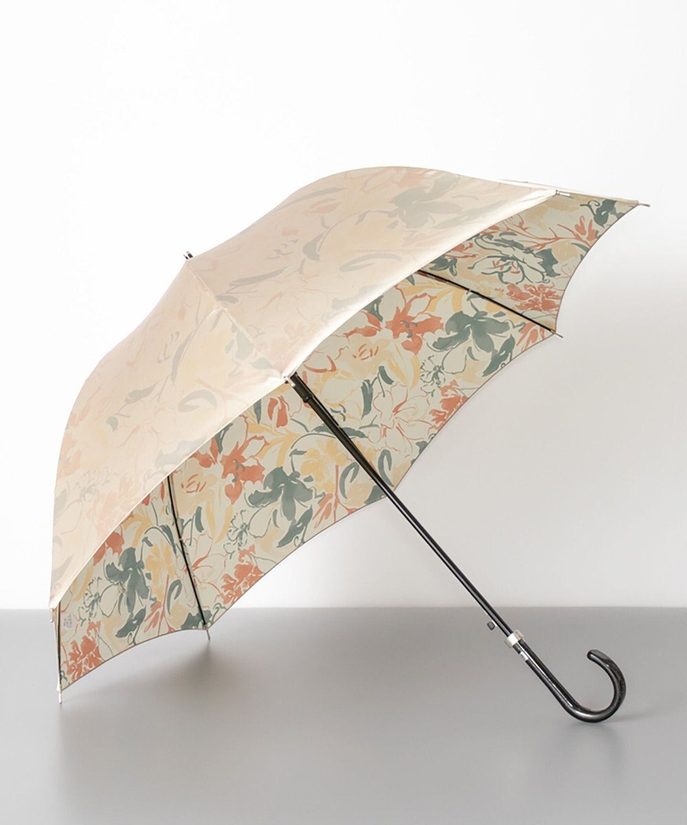 AURORA シャルル ジョルダン 水彩調のカサブランカ柄 ジャンプ式耐風傘 