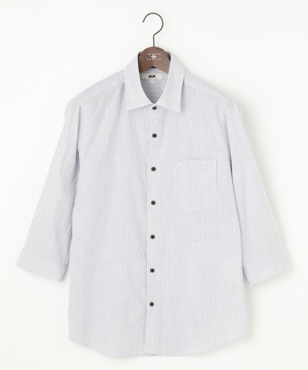 JOSEPH ABBOUD 【サスティナブル・７分袖】コットンリヨセルリネンコードストライプ シャツ 