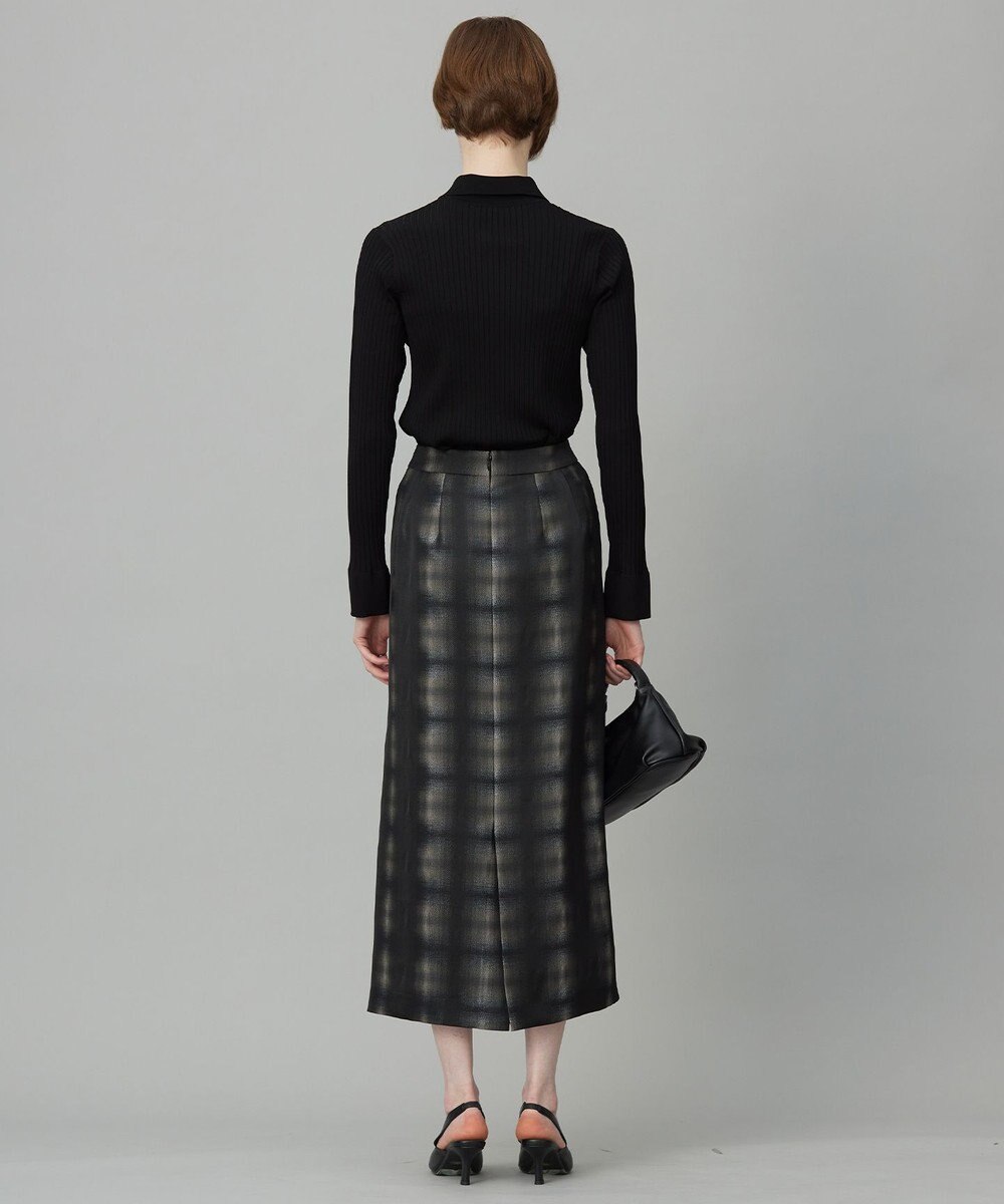 ICB 【洗える】シャイニーオンブレーチェック ストレートスカート 