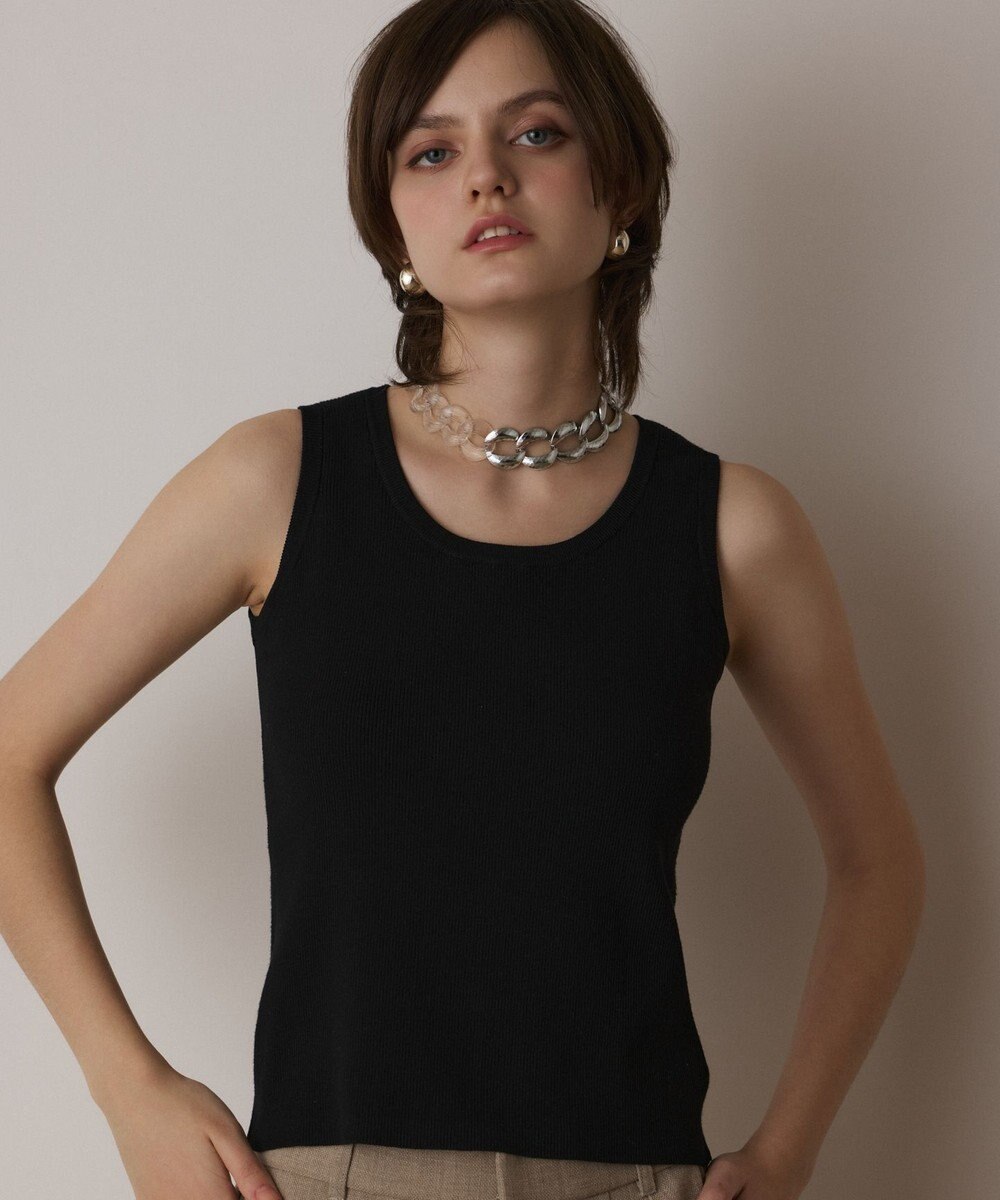 GRACE CONTINENTAL Uネックリブニットトップ 