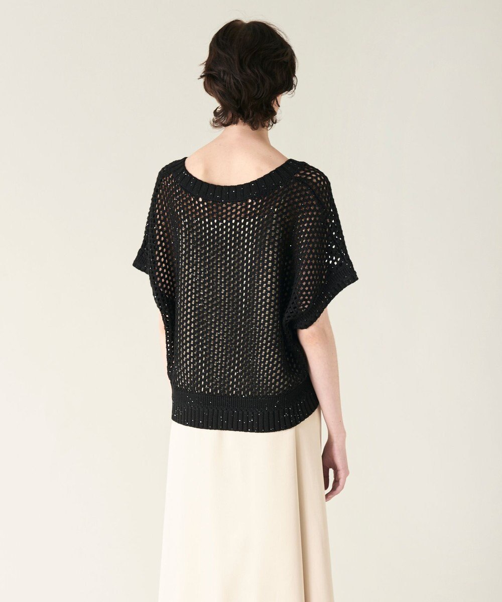 GRACE CONTINENTAL メッシュVネックニットトップ 