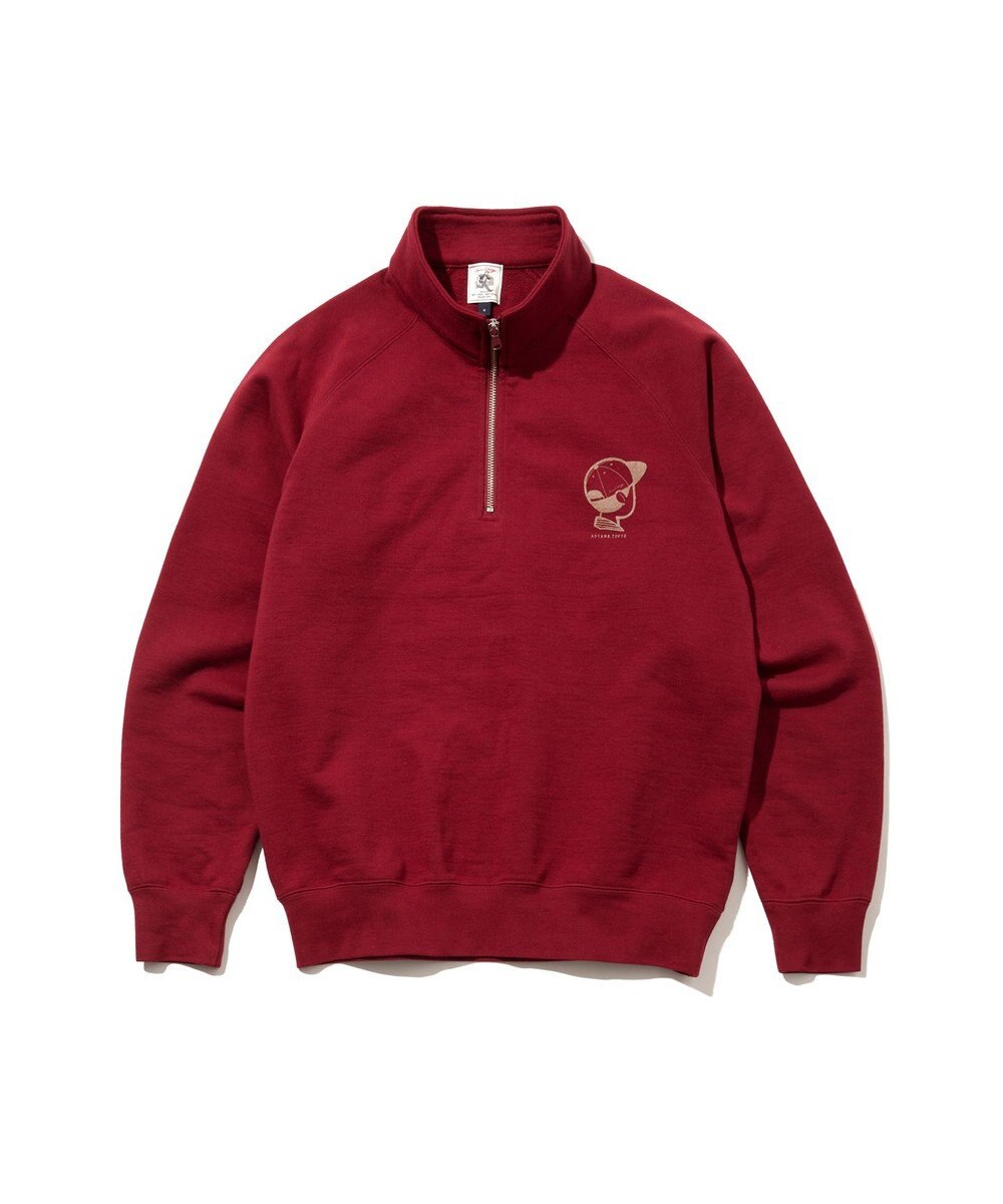 J.PRESS MEN 【AaronChang】【UNISEX】ワンポイントハーフジップ スウェットシャツ 