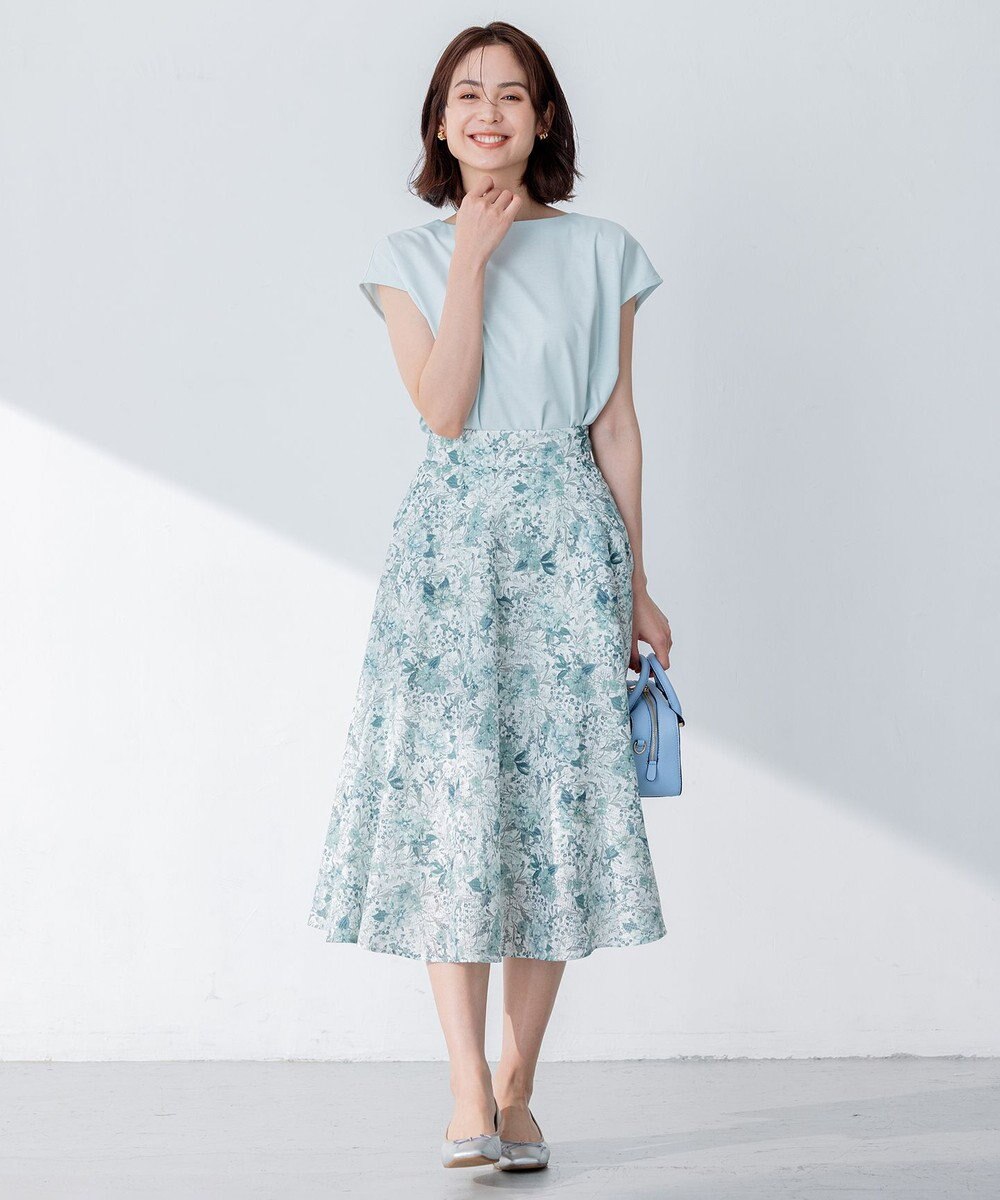 組曲 L 【洗える・シワになりにくい】フルラージュプリント スカート 