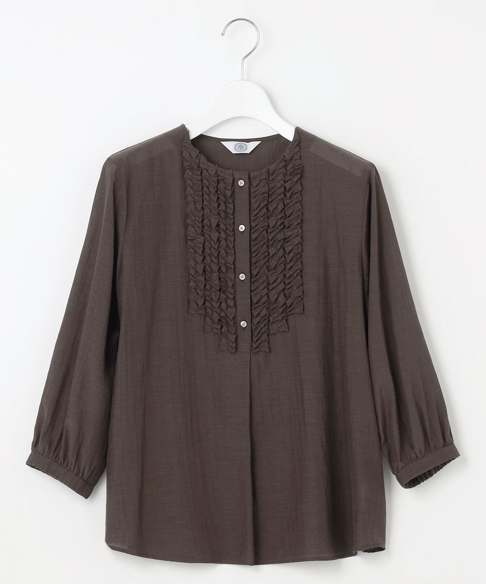 J.PRESS LADIES 【洗える・速乾・接触冷感】リライムライトローン フリル ブラウス 