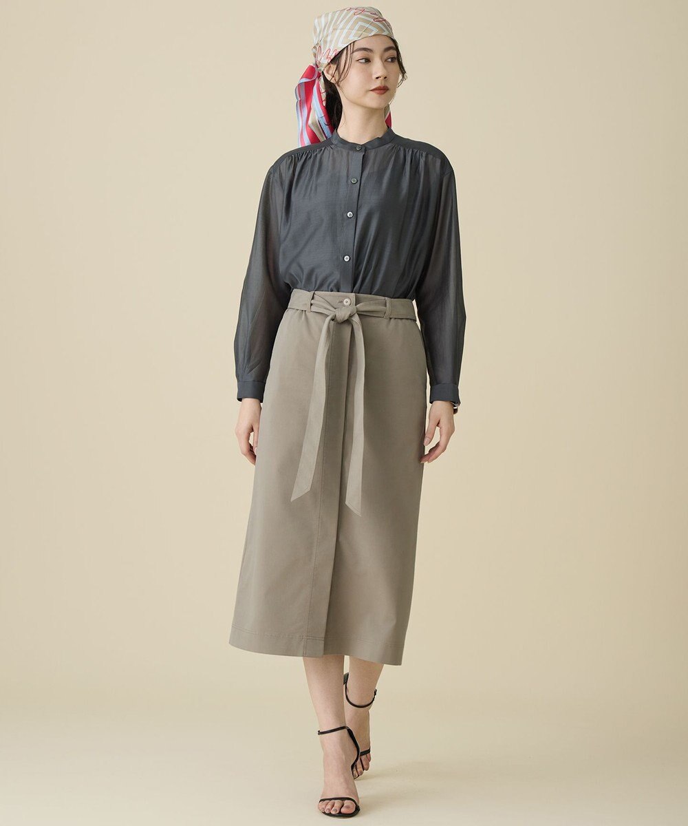 自由区 L ブラッシュドコットンサテンナロー スカート 