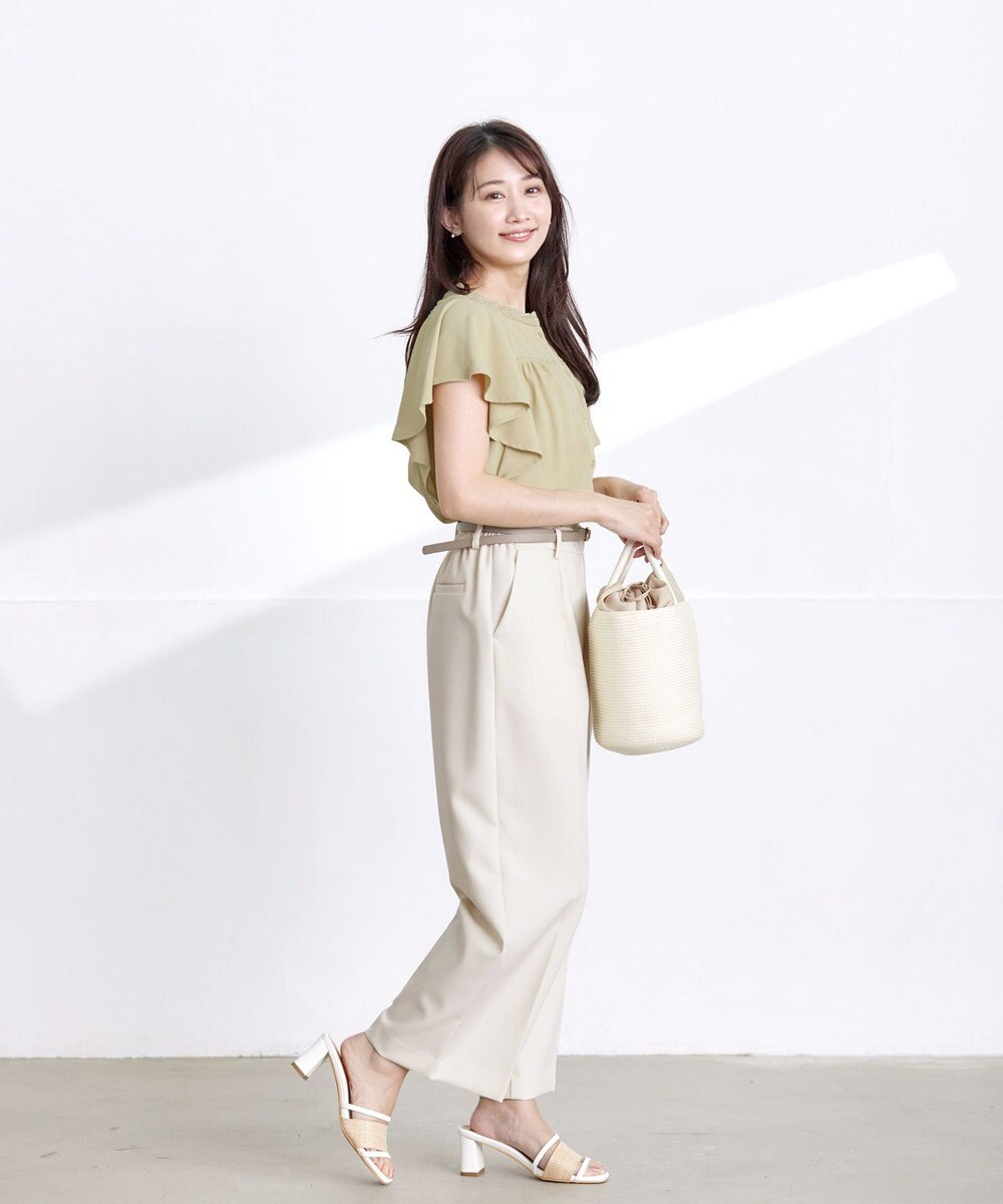 Tiaclasse 【洗える】フレアスリーブレースブラウス 