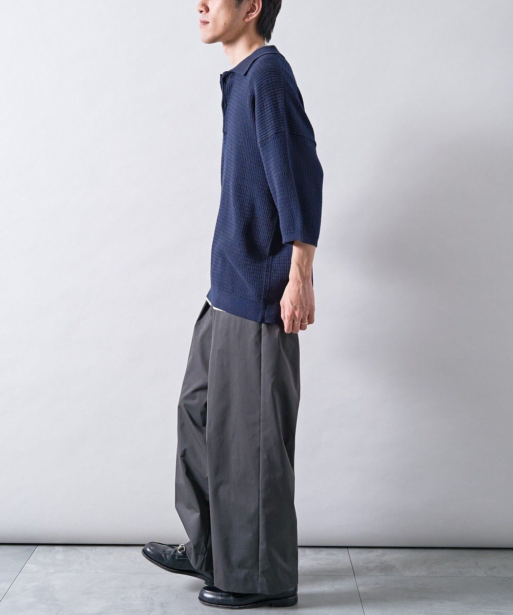 CRAFT STANDARD BOUTIQUE 透かし編み半袖ニットポロシャツ 