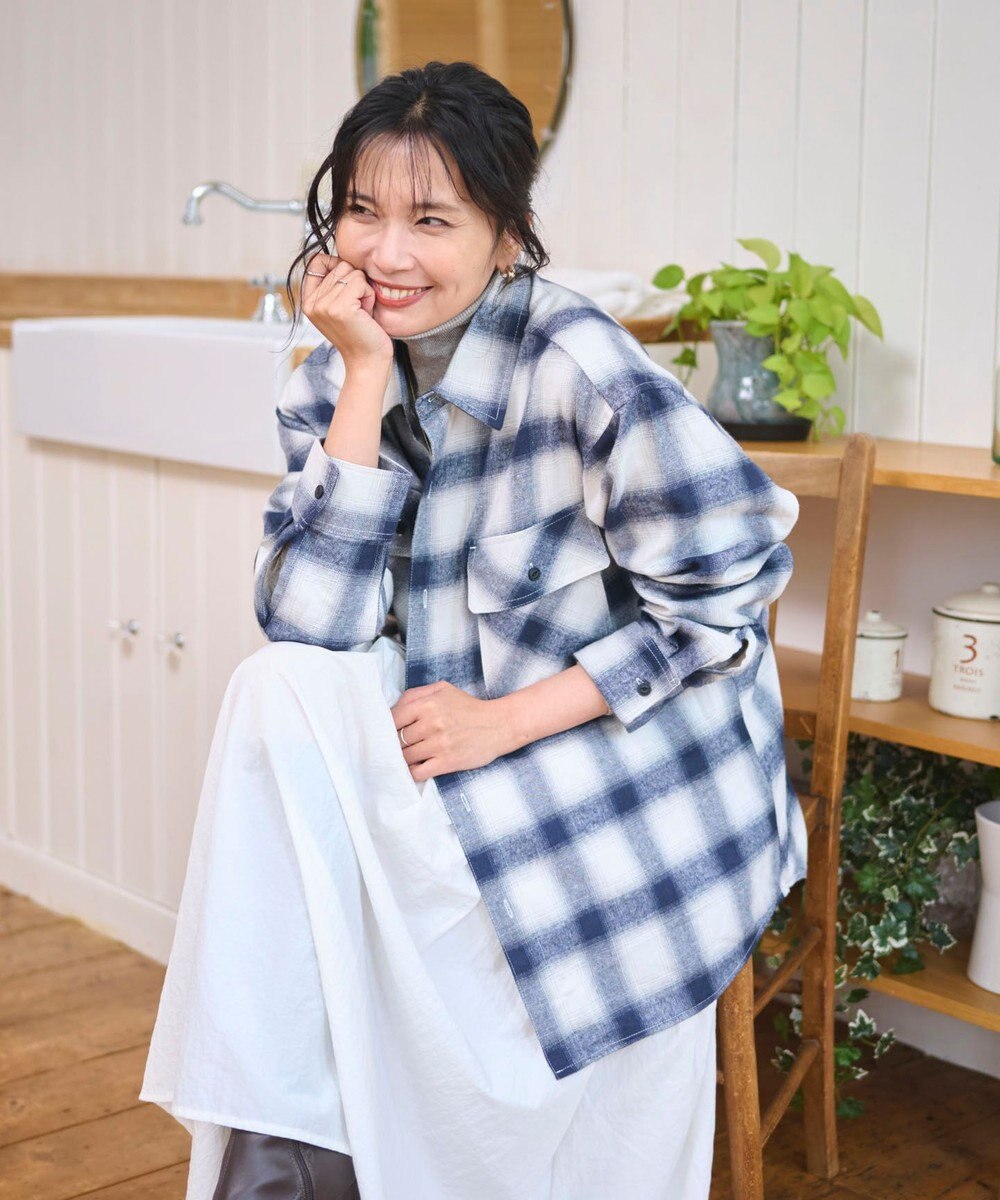 WEGO 【2025年秋冬新作/SMLサイズ展開/ユニセックス着用ITEM】オンブレチェックネルシャツ（LS） 