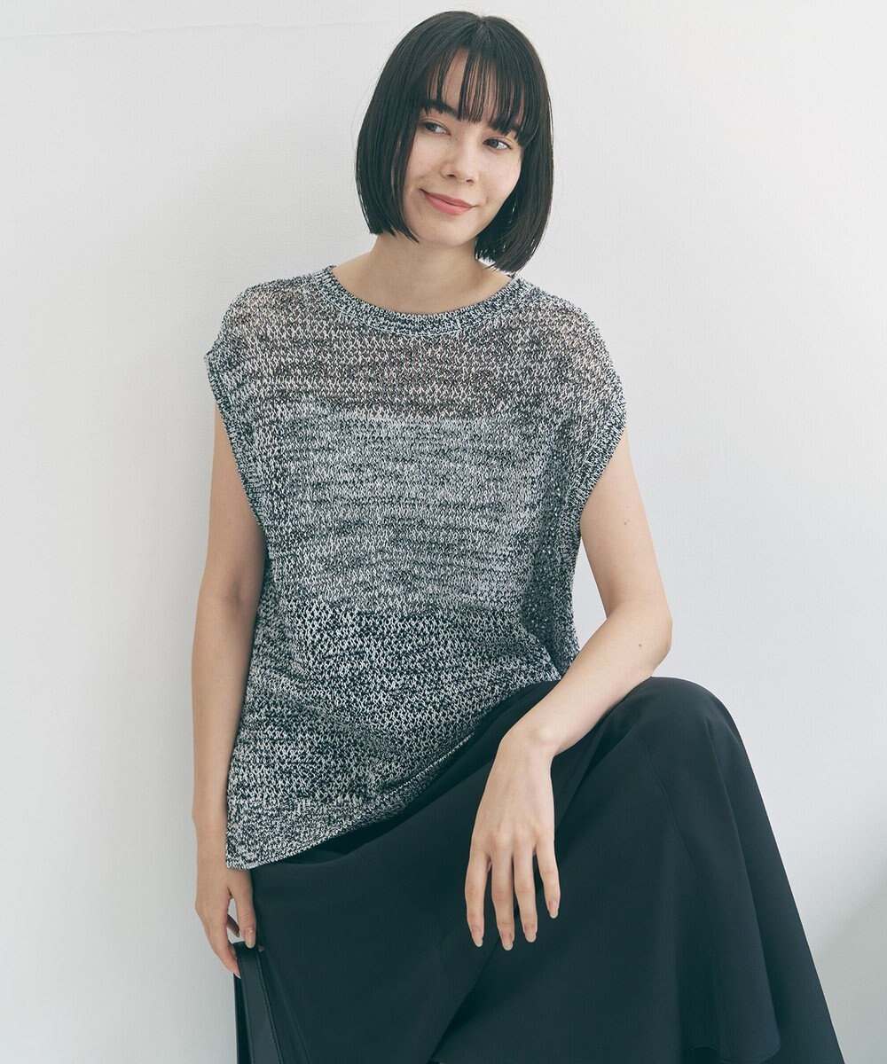 UNFILO L リネンペーパー メッシュニット ベスト 