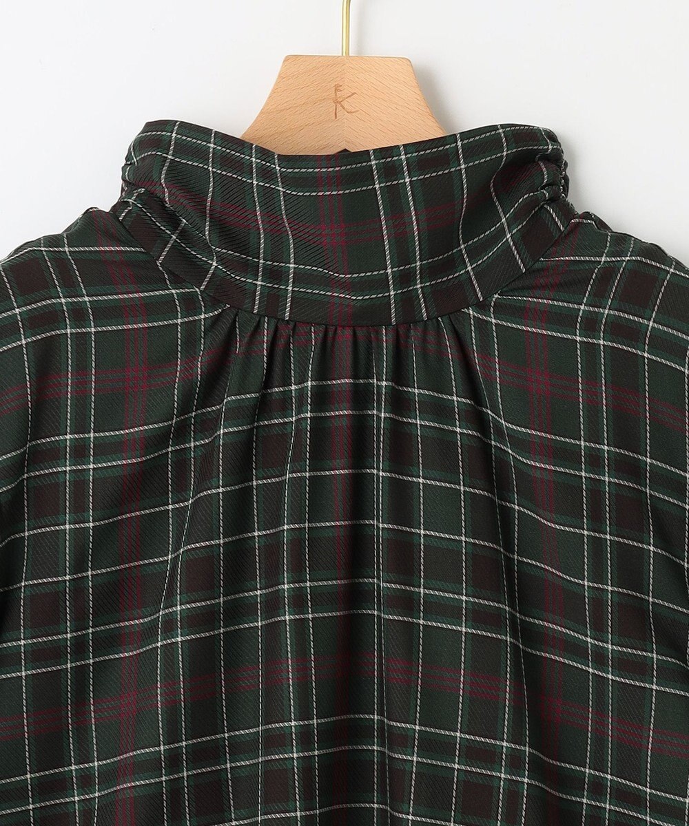 組曲 シアーツイルチェック ハイネックブラウス 