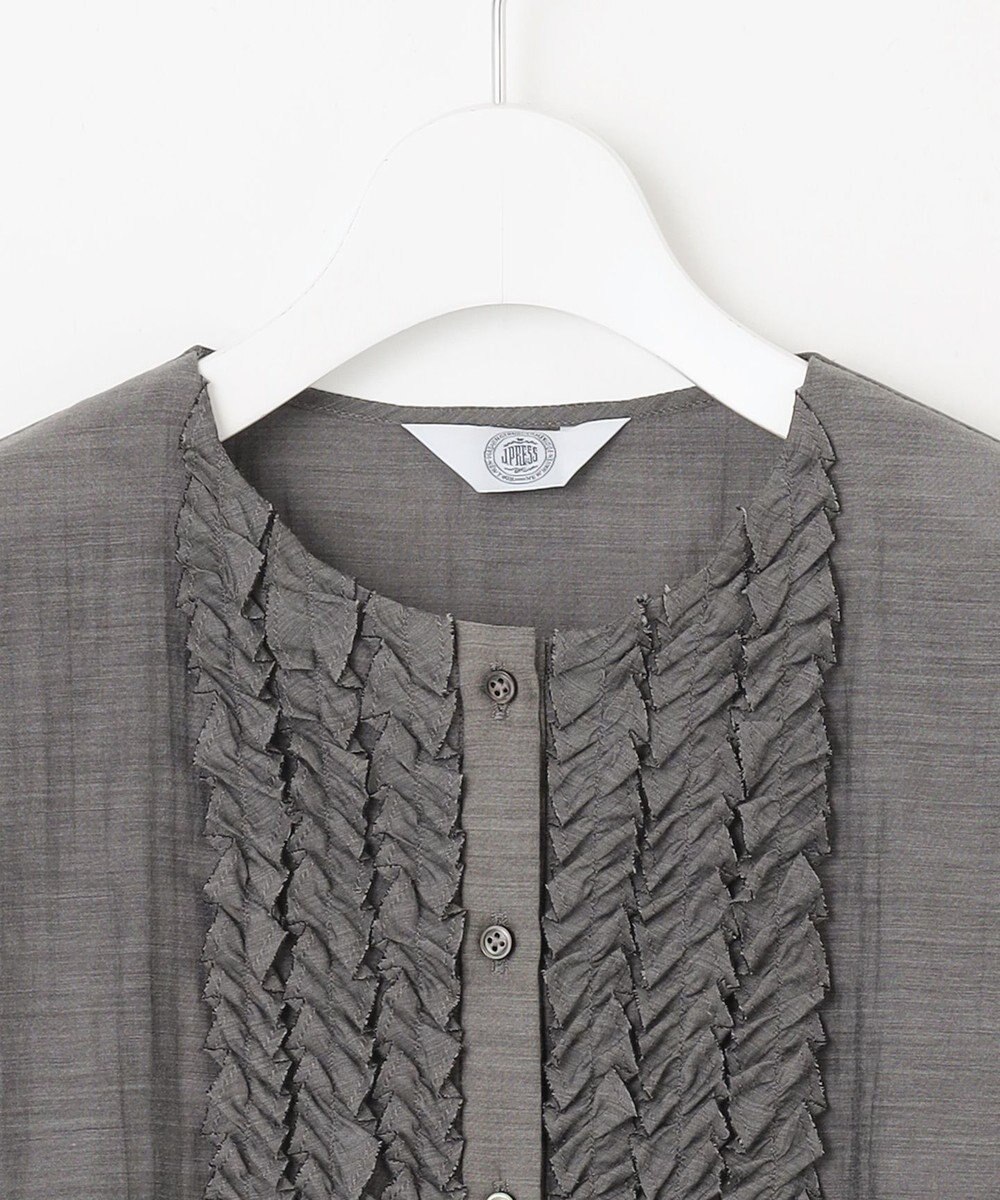 J.PRESS LADIES 【洗える・速乾・接触冷感】リライムライトローン フリル ブラウス 