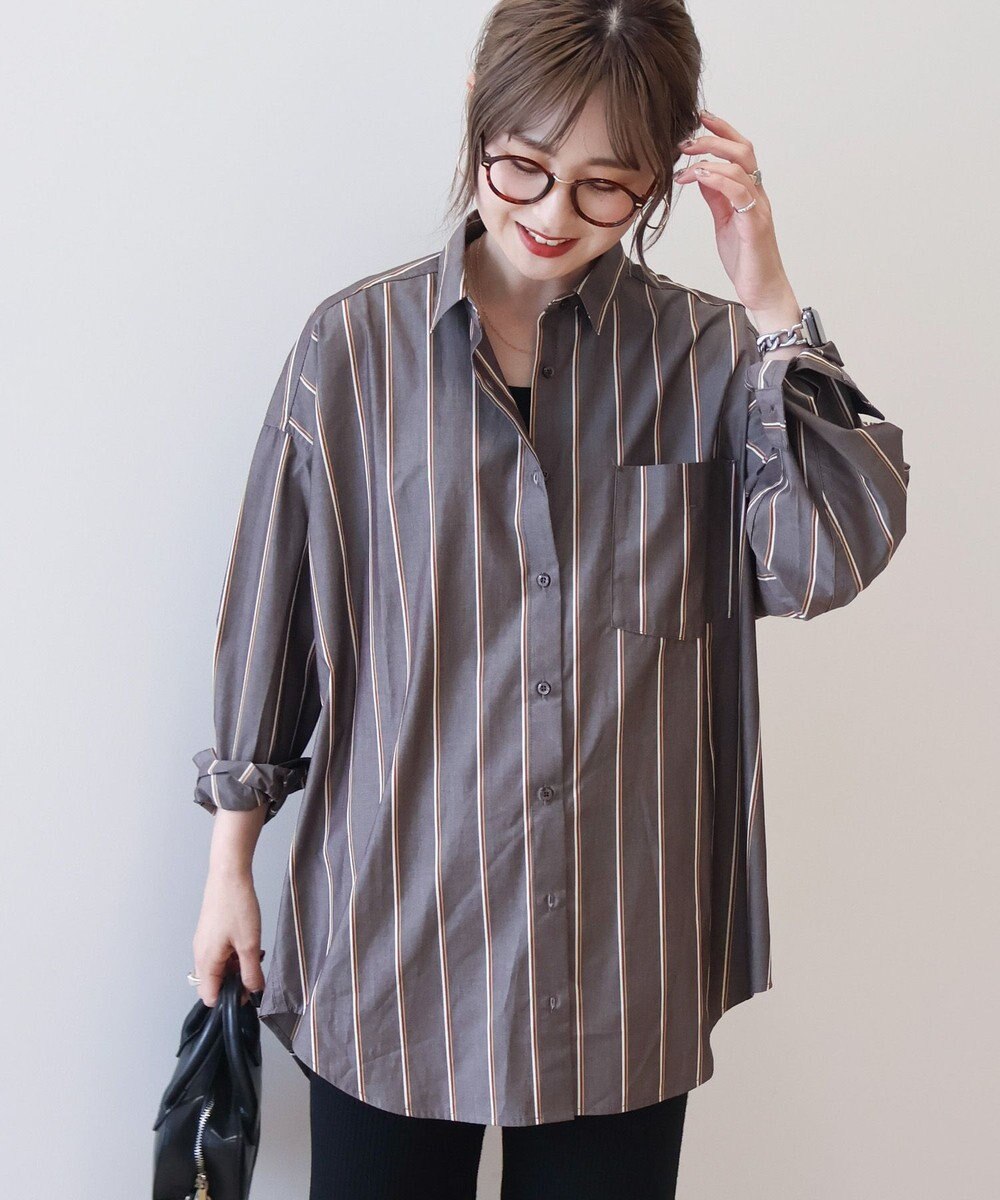 AMERICAN HOLIC ドビーストライプロングシャツ 