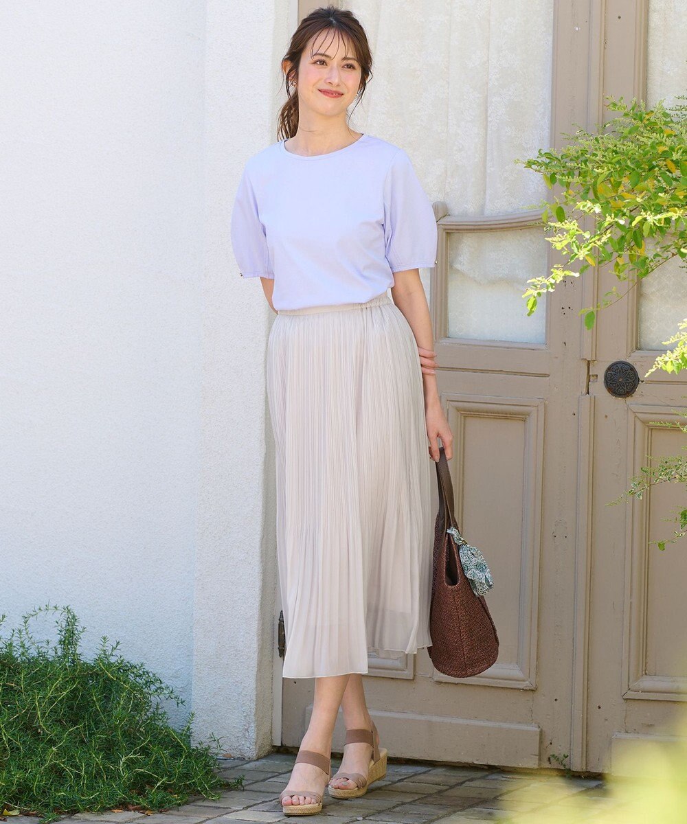 ANY SIS 【汗ジミ防止・UVケア】アーモンドスリーブ カットソー 