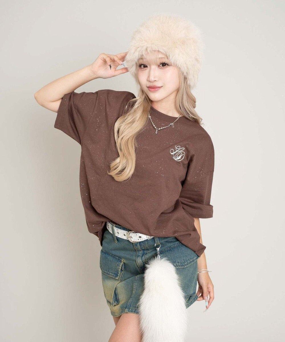 WEGO 【ユニセックス着用ITEM/MLサイズ展開】ラメグラフィックT（SS） 