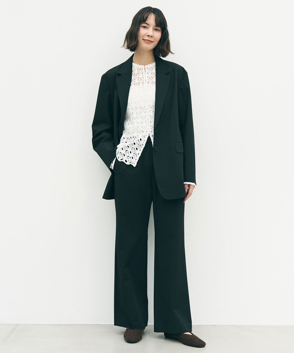 UNFILO 【セットアップ着用可/ウエストゴム】マイビューティ セミフレアパンツ 