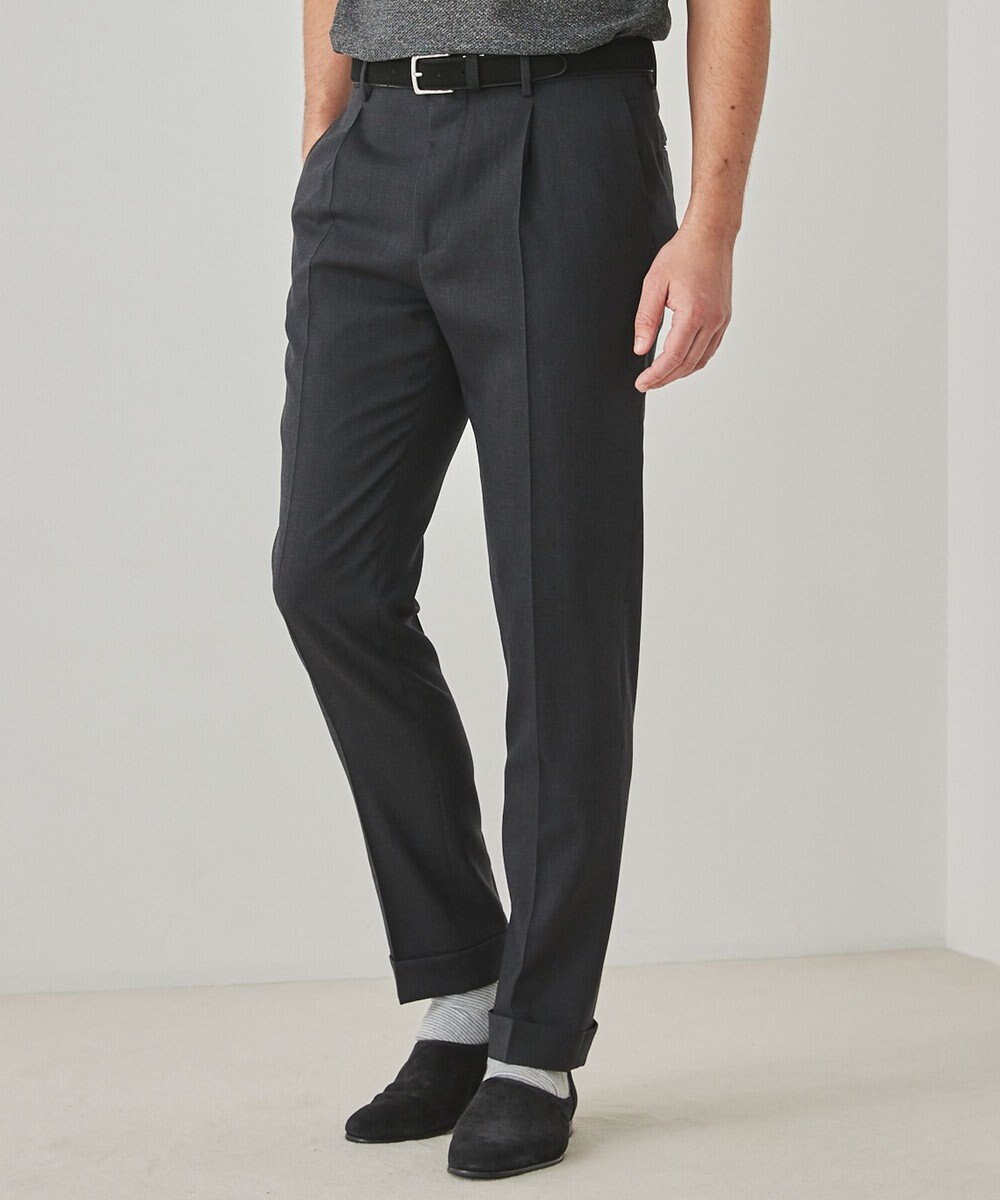 GOTAIRIKU ロングセラー【洗える/折り目加工/シワになりにくい/ウエストアジャスター】ウォッシャブル サマーウール100％パンツ_定番色(1タック)25年モデル 