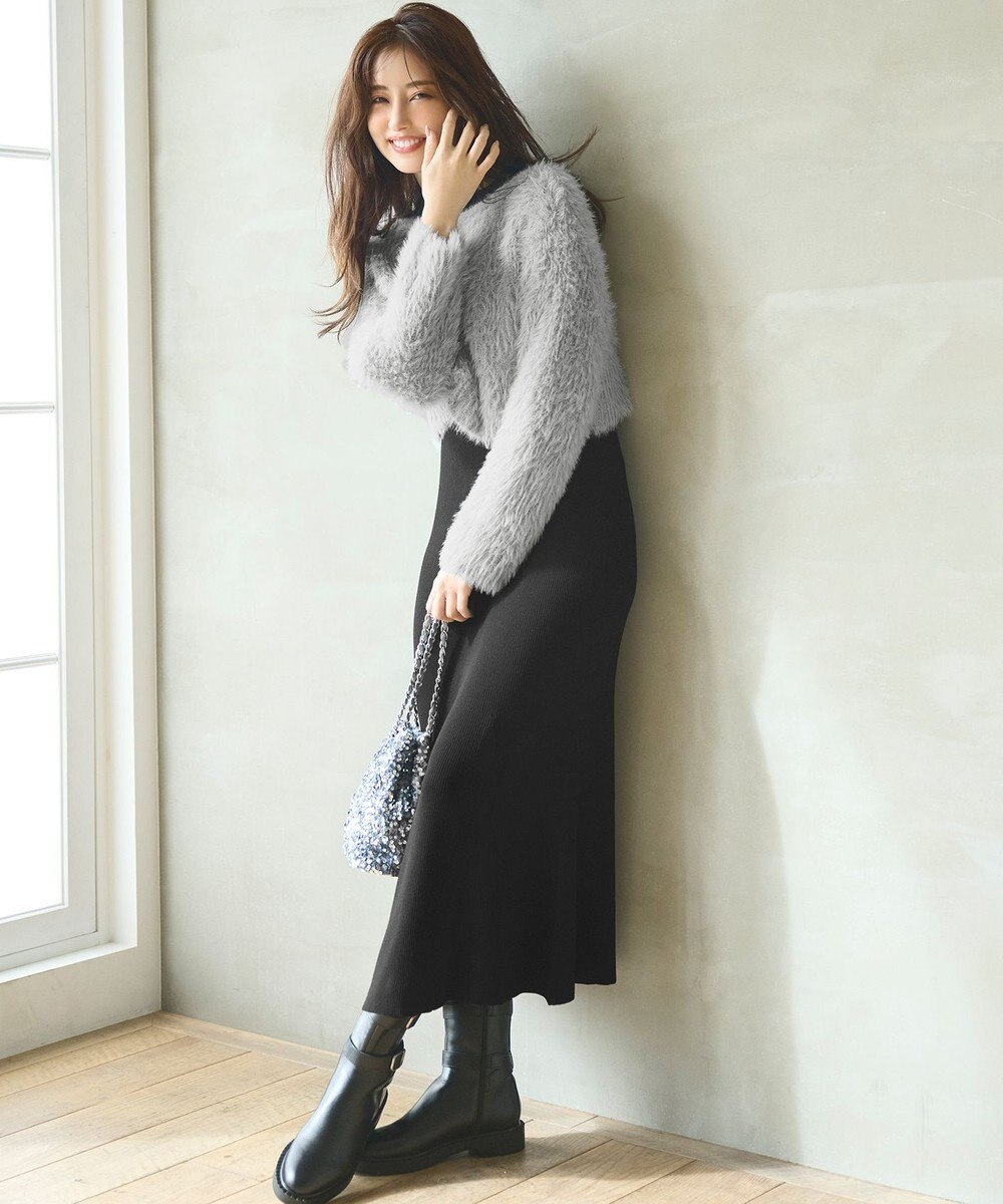 ANY SIS 【2SET】シャギー ニット × ワンピース セット 