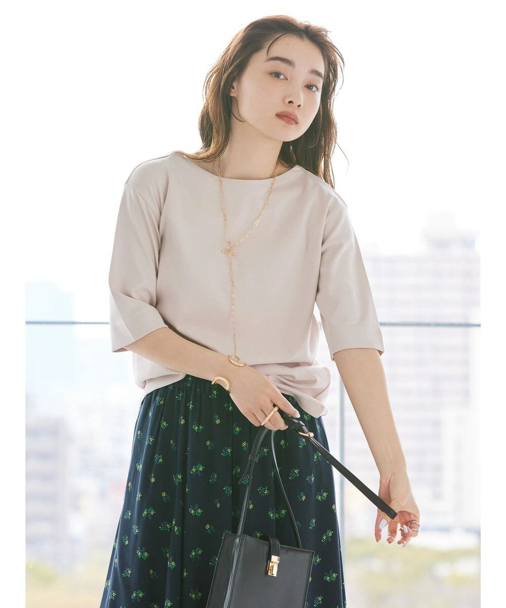 AMERICAN HOLIC ５分袖ボートネックカットプルオーバー 