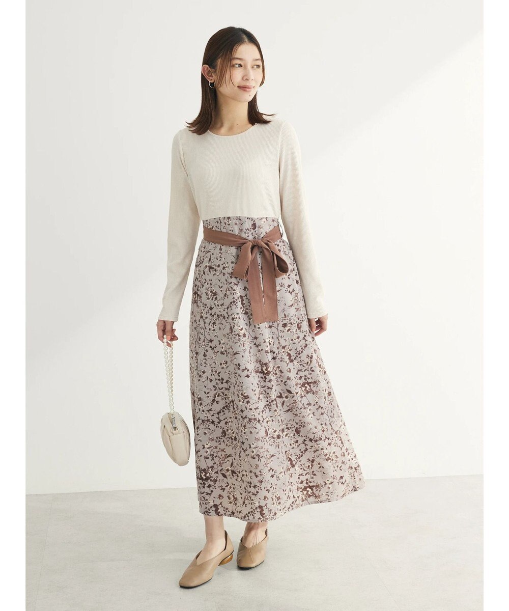 Green Parks ・ＥＬＥＮＣＡＲＥ　ＤＵＥ　リブ×フラワーキリカエワンピ 